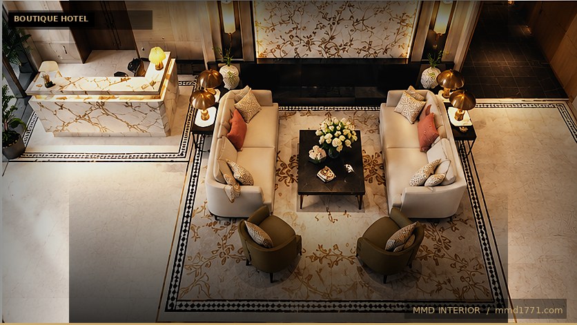 Không gian boutique hotel sang trọng – vật liệu cao cấp và concept thiết kế nhất quán
