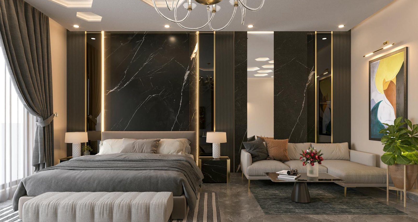 Chi phí nội thất căn hộ cao cấp 100m2 – phòng khách luxury MMD Interior